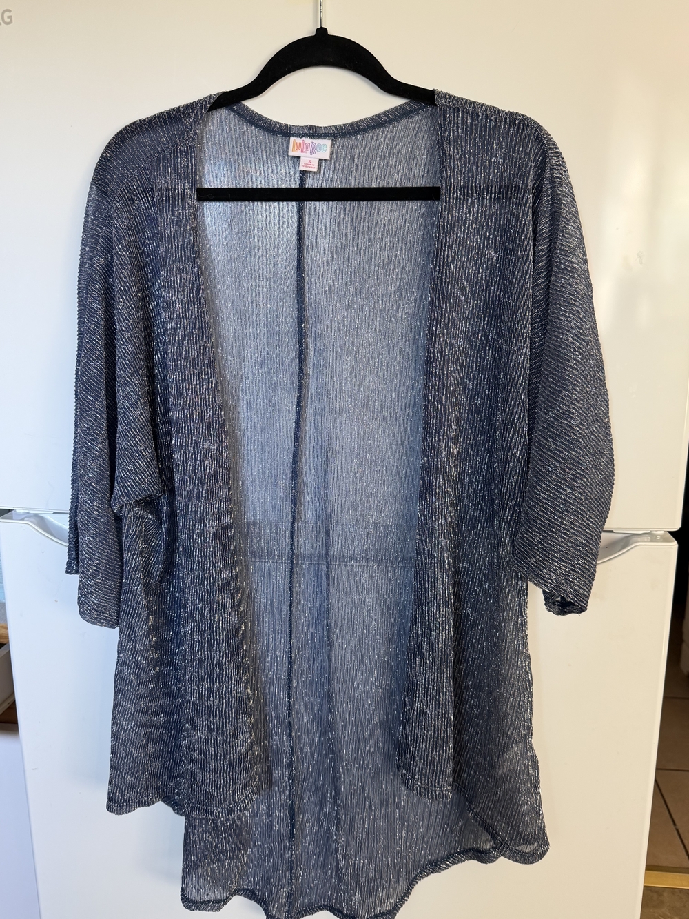 LuLaRoe Shimmery Navy Open-Front Cardigan